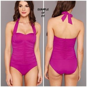 Bradgley Mischka Shirred Halter Swim Suit 6